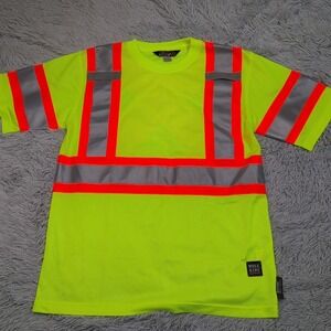 Work King Shirt Mens M Yellow Safety Tee‎ Class 2 Reflective Mesh Lightweight